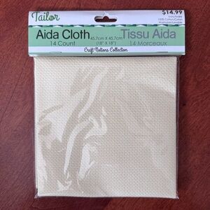 Tailor Aida Cloth 14 Count, ivory, 18x18 inches open weave for cross stitching
